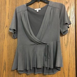 Gray low cut blouse